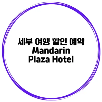 세부 여행 할인 예약 Mandarin Plaza Hotel