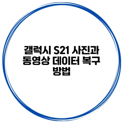 갤럭시 S21 사진과 동영상 데이터 복구 방법