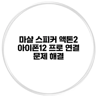 마샬 스피커 액톤2 아이폰12 프로 연결 문제 해결