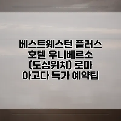 베스트웨스턴 플러스 호텔 우니베르소 (도심위치) 로마 아고다 특가 예약팁