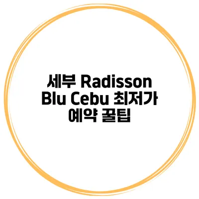 세부 Radisson Blu Cebu 최저가 예약 꿀팁