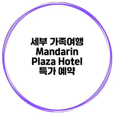 세부 가족여행 Mandarin Plaza Hotel 특가 예약
