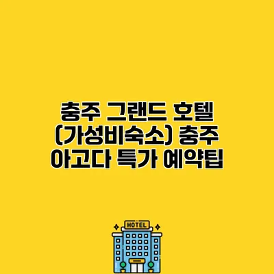 충주 그랜드 호텔 (가성비숙소) 충주 아고다 특가 예약팁
