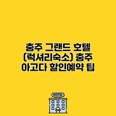 충주 그랜드 호텔 (럭셔리숙소) 충주 아고다 할인예약 팁