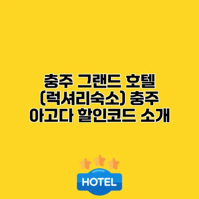 충주 그랜드 호텔 (럭셔리숙소) 충주 아고다 할인코드 소개