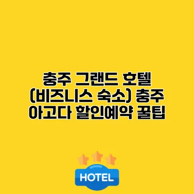 충주 그랜드 호텔 (비즈니스 숙소) 충주 아고다 할인예약 꿀팁