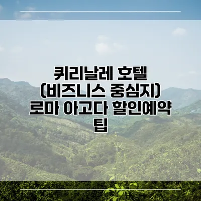 퀴리날레 호텔 (비즈니스 중심지) 로마 아고다 할인예약 팁