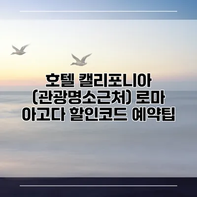 호텔 캘리포니아 (관광명소근처) 로마 아고다 할인코드 예약팁